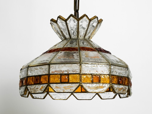 Grote zware Italiaanse PoliArte glazen plafondlamp uit 1960