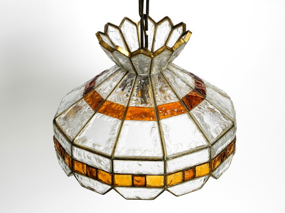 Image 1 of Grote zware Italiaanse PoliArte glazen plafondlamp uit 1960