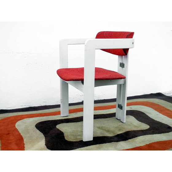 Image 1 of Vintage Stoelen Pozzi optisch textiel oranje Augusto Savini Pamplona Italië 1965
