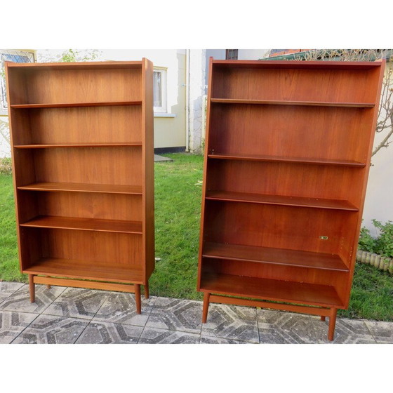 Image 1 of Paar vintage teakhouten boekenkasten van Johannes Sorth, Denemarken 1960