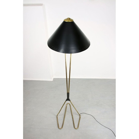 Image 1 of Vintage Stilnovo stijl koperen vloerlamp
