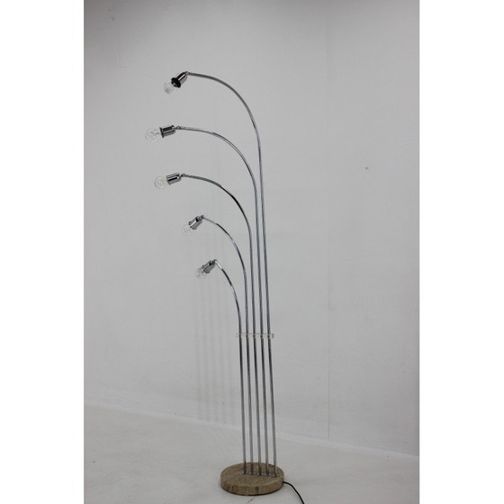 Image 1 of Vintage vloerlamp van chroom en marmer, Italië 1970