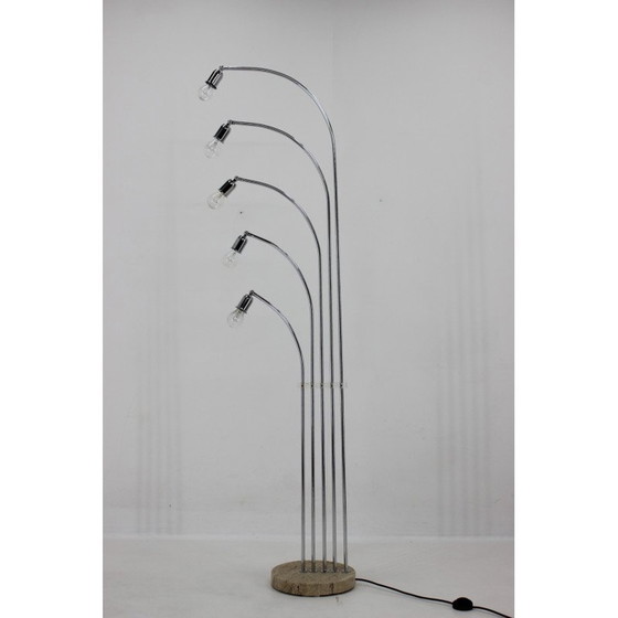 Image 1 of Vintage vloerlamp van chroom en marmer, Italië 1970