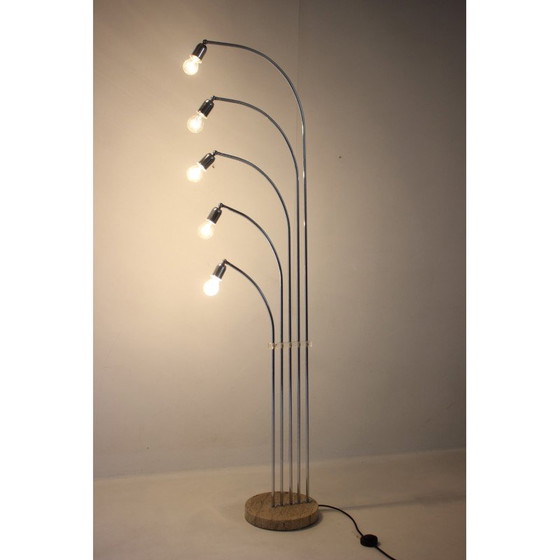 Image 1 of Vintage vloerlamp van chroom en marmer, Italië 1970