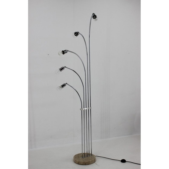 Image 1 of Vintage vloerlamp van chroom en marmer, Italië 1970