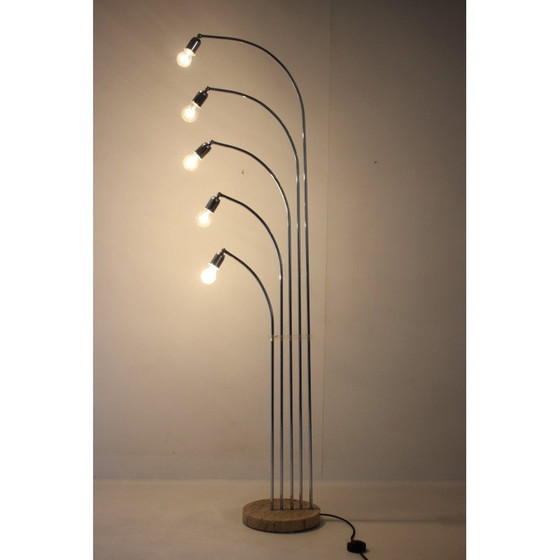 Image 1 of Vintage vloerlamp van chroom en marmer, Italië 1970