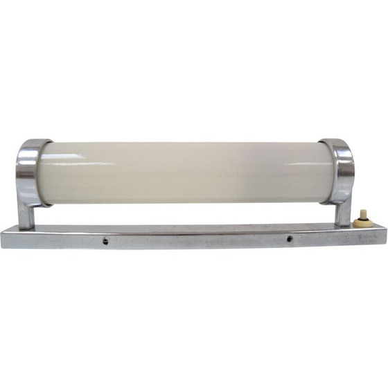 Image 1 of Vintage bauhaus buisvormige wandlamp in glas en chroom, Tsjecho-Slowakije 1930