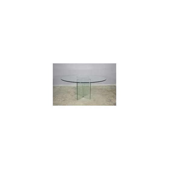 Image 1 of Vintage ronde tafel van gehard glas, 1980