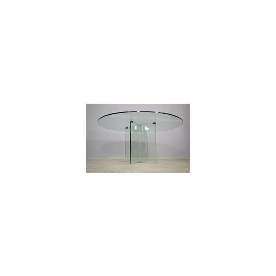 Image 1 of Vintage ronde tafel van gehard glas, 1980