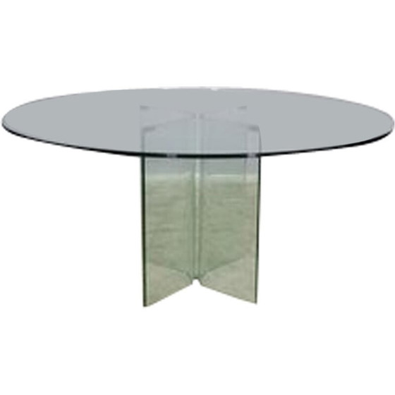 Image 1 of Vintage ronde tafel van gehard glas, 1980