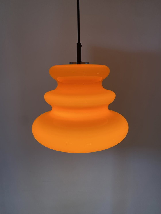 Image 1 of Helder Oranje Glazen Hanglamp Ah 1 By Peill And Putzler 1960