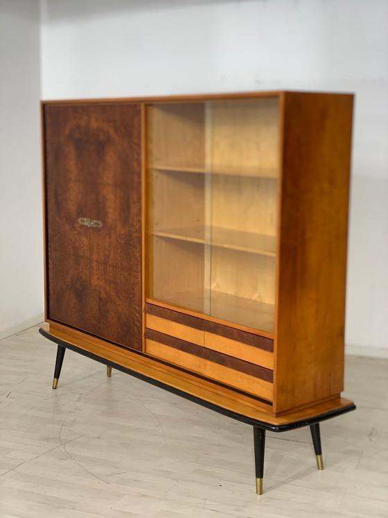 Image 1 of Mid Century hoge kast woonkamer vintage