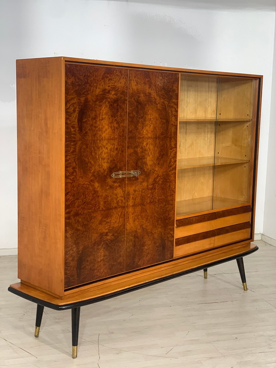 Image 1 of Mid Century hoge kast woonkamer vintage