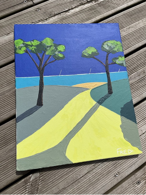 Le Chemin De La Plage - acryl door Frédéric Cadiou