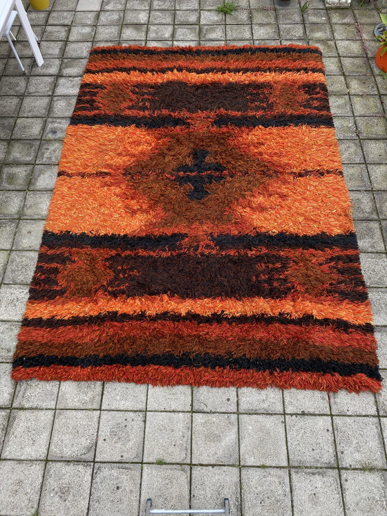 Image 1 of Vintage 2,5 meter bij 3,5 meter Rya stijl vloertapijt