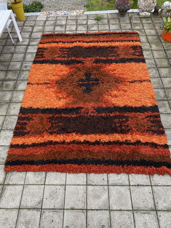 Image 1 of Vintage 2,5 meter bij 3,5 meter Rya stijl vloertapijt