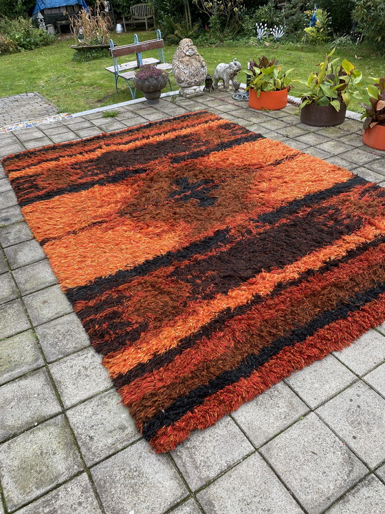 Image 1 of Vintage 2,5 meter bij 3,5 meter Rya stijl vloertapijt