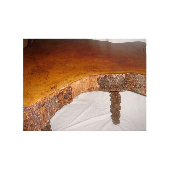 Image 1 of Vintage mahoniehouten brutalistische salontafel, 1970