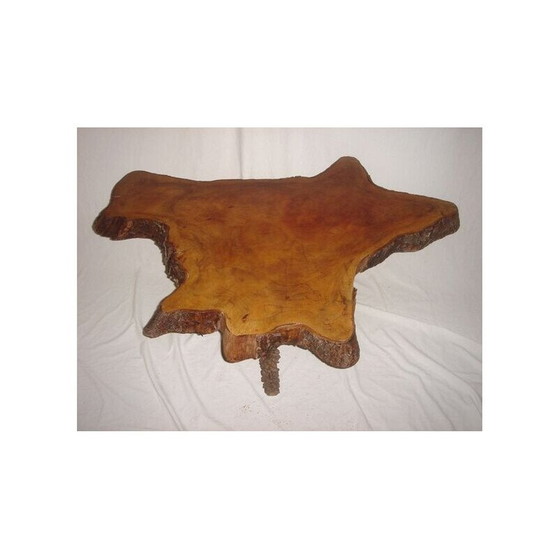 Image 1 of Vintage mahoniehouten brutalistische salontafel, 1970