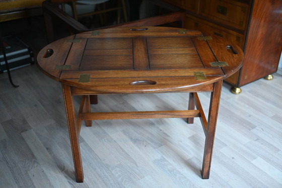 Image 1 of Cheers - Mahonie butlers tafel - Vintage tafel en dienblad Verenigd - Maritiem / Engels militaire campagne