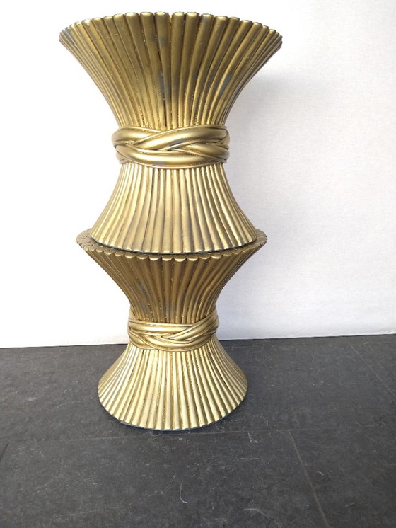 Image 1 of Set Set Of 2 Vintage Side Tables In Wheat Sheaf Shape By Mcguire - 1970S