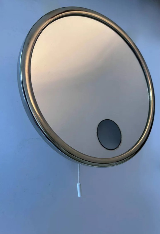 Image 1 of Vergulde draaibare Brot spiegel, vergrotend en verlichtend, Frankrijk 1970