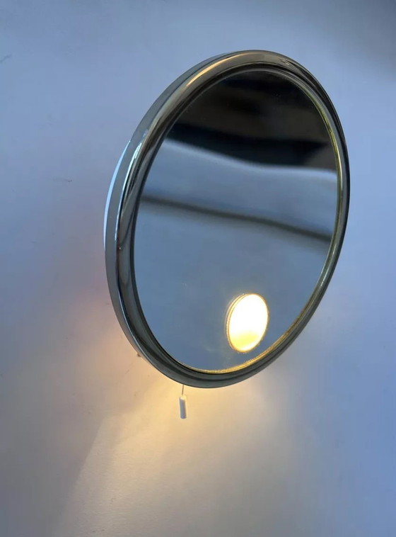 Image 1 of Vergulde draaibare Brot spiegel, vergrotend en verlichtend, Frankrijk 1970