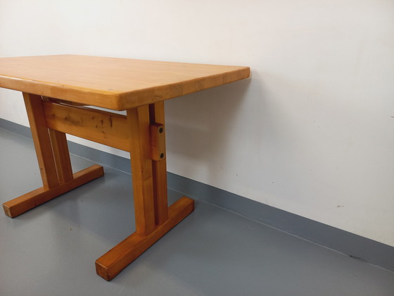Image 1 of Charlotte Perriand Les Arcs Vintage Dennen Rechthoekige Eettafel 60s 70s