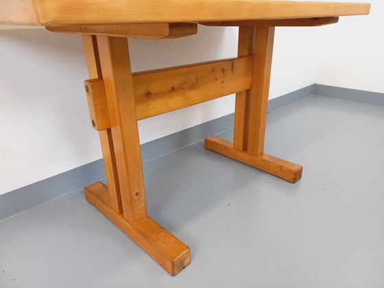 Image 1 of Charlotte Perriand Les Arcs Vintage Dennen Rechthoekige Eettafel 60s 70s
