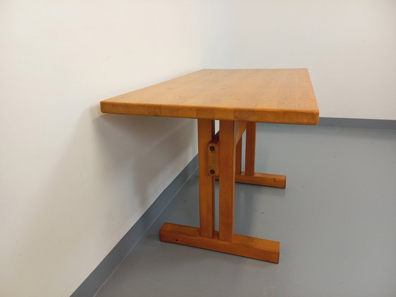 Image 1 of Charlotte Perriand Les Arcs Vintage Dennen Rechthoekige Eettafel 60s 70s