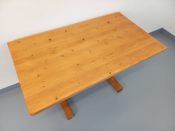 Image 1 of Charlotte Perriand Les Arcs Vintage Dennen Rechthoekige Eettafel 60s 70s
