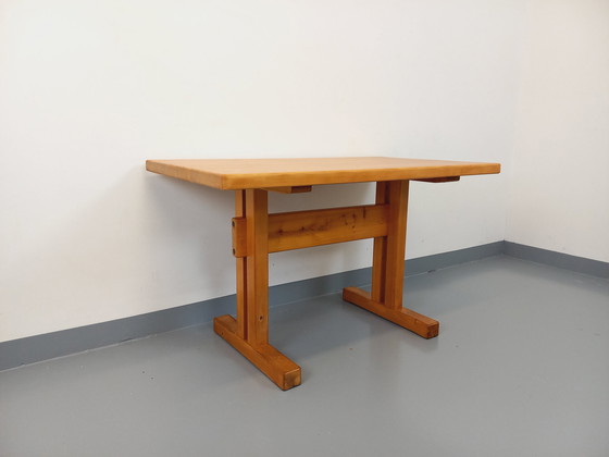 Image 1 of Charlotte Perriand Les Arcs Vintage Dennen Rechthoekige Eettafel 60s 70s