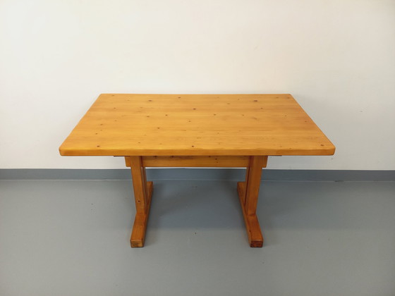 Image 1 of Charlotte Perriand Les Arcs Vintage Dennen Rechthoekige Eettafel 60s 70s