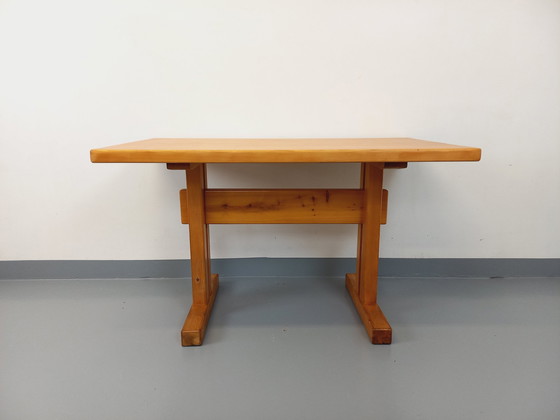 Image 1 of Charlotte Perriand Les Arcs Vintage Dennen Rechthoekige Eettafel 60s 70s