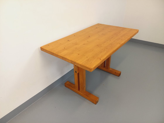 Image 1 of Charlotte Perriand Les Arcs Vintage Dennen Rechthoekige Eettafel 60s 70s