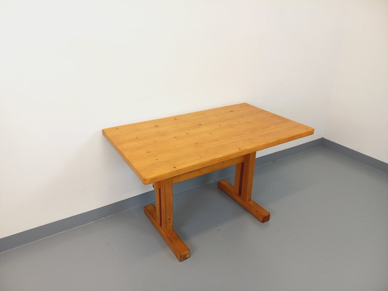 Image 1 of Charlotte Perriand Les Arcs Vintage Dennen Rechthoekige Eettafel 60s 70s