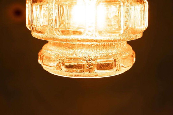 Image 1 of Vintage glazen hanglamp jaren 60/70, glass pendant Sweden