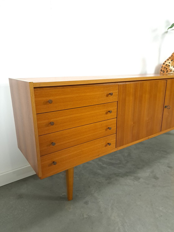 Image 1 of Lang Fineer Dressoir Met Lades Vintage Sideboard