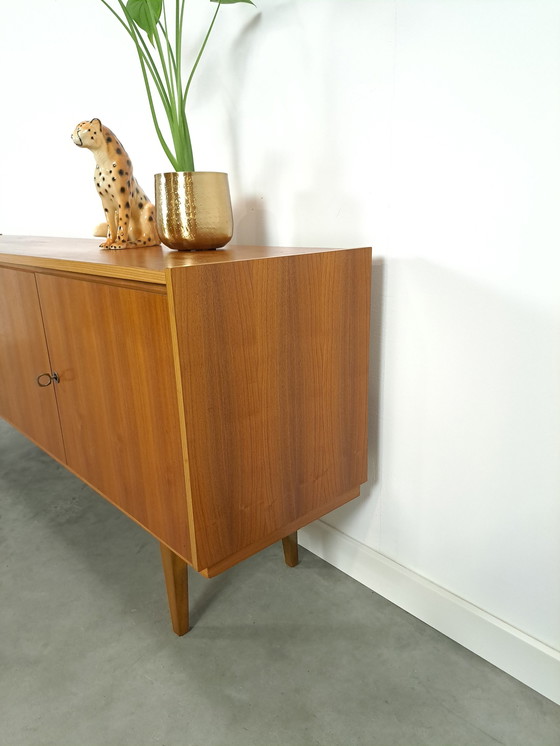 Image 1 of Lang Fineer Dressoir Met Lades Vintage Sideboard