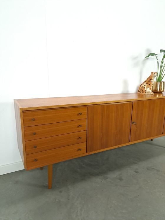 Image 1 of Lang Fineer Dressoir Met Lades Vintage Sideboard