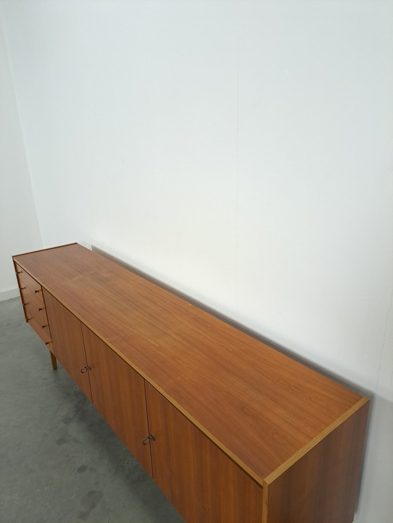 Image 1 of Lang Fineer Dressoir Met Lades Vintage Sideboard