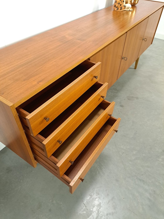 Image 1 of Lang Fineer Dressoir Met Lades Vintage Sideboard