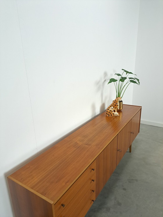 Image 1 of Lang Fineer Dressoir Met Lades Vintage Sideboard