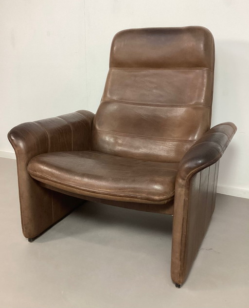 Vintage Desede Brown Buffalo Leather Lounge Armchair 1980s