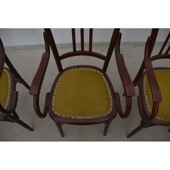 Image 1 of Set van 4 vintage fluwelen en houten fauteuils