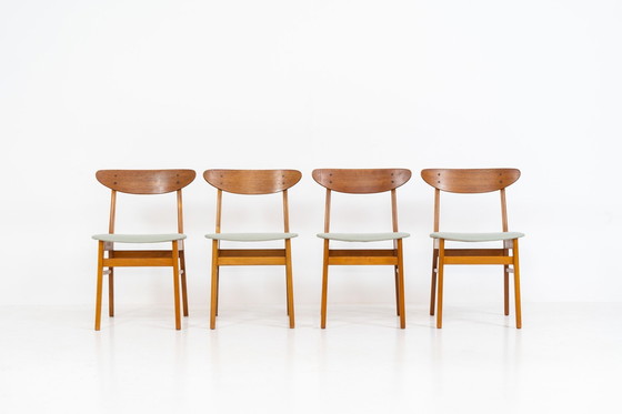 Image 1 of Set van 4 'Model 210' eetkamerstoelen van Thomas Harlev voor Farstrup (Denemarken, jaren 1960).