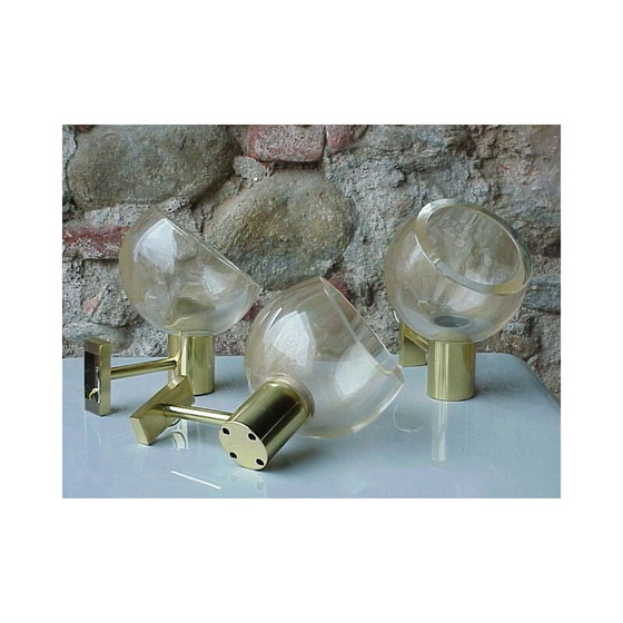 Image 1 of Vintage Set van 3 wandlampen goud inclusie Seguso Flavio Poli Italië 1960