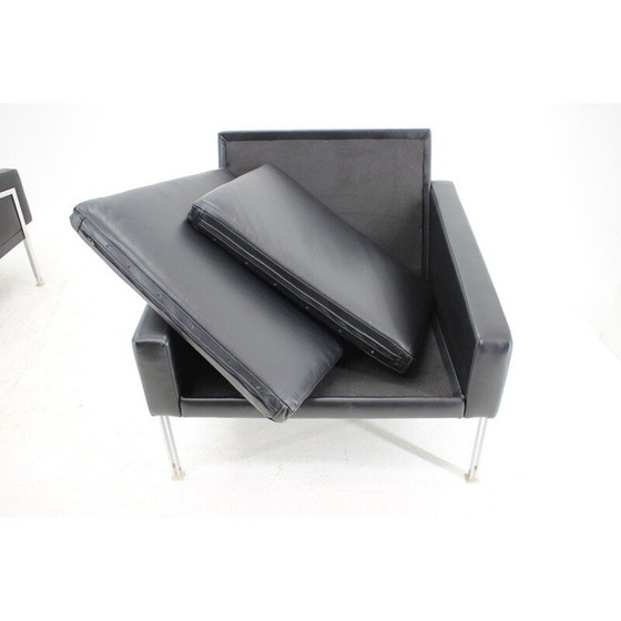 Image 1 of Paar vintage stalen en leren fauteuils van Lübke, Duitsland 1960