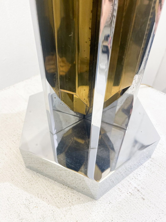 Image 1 of Zilver en goud metalen lamp, Italië uit de jaren 1970