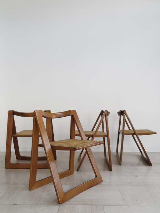 4x Aldo Jacober & D'Aniello "Trieste" klapstoelen voor Bazzani, 1966, Italië